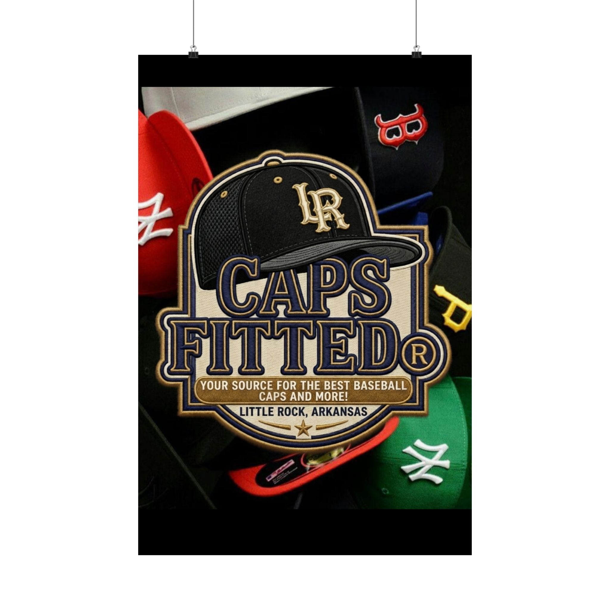 Matte Poster - 'Caps Fitted' Vintage Baseball Hat Logo Poster (Vertical)