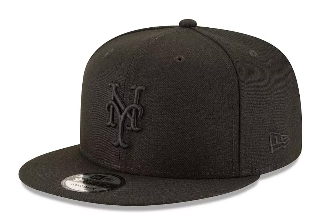 New Era MLB 9FIFTY Black Black Primary Logo Team Adjustable Snapback Hat Cap One Size Fits All