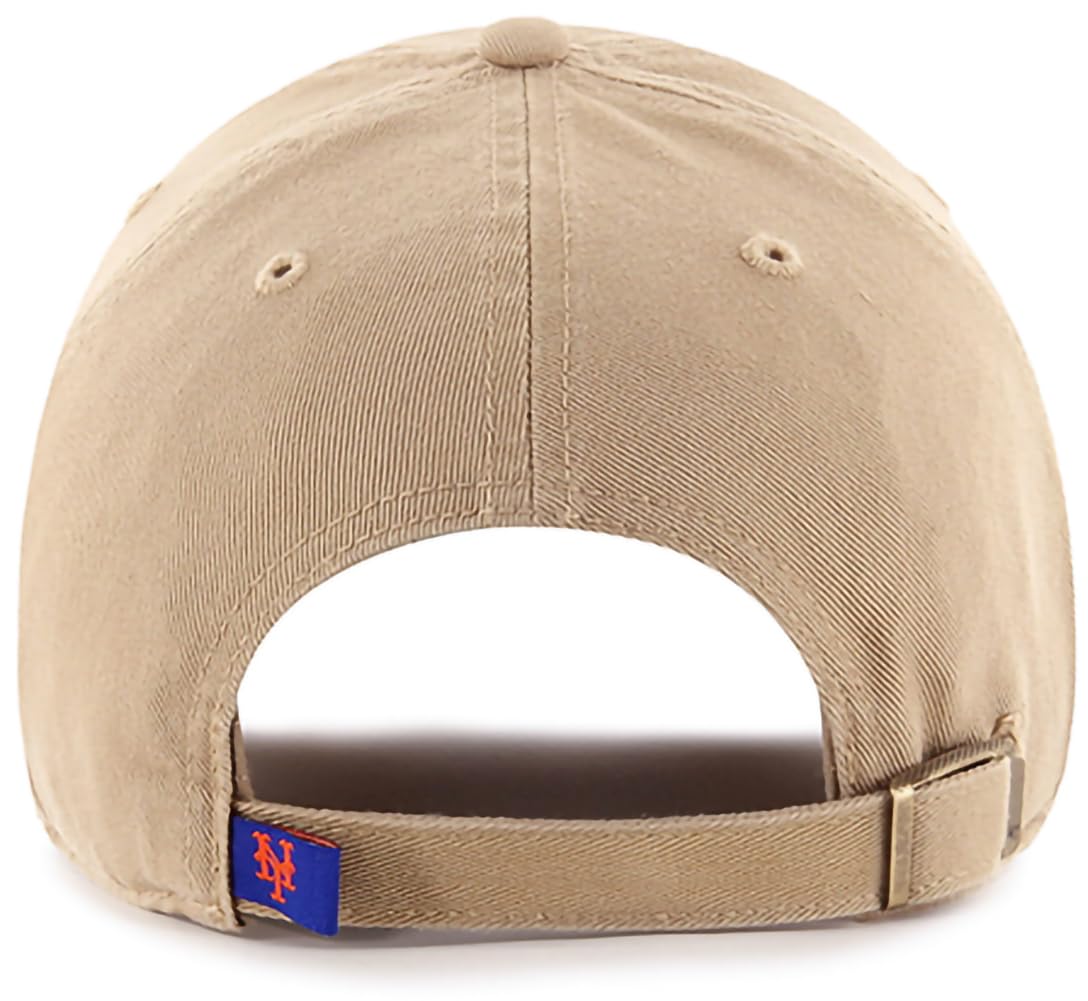 47 Brand MLB Khaki Primary Logo Clean Up Adjustable Strap Baseball Dad Hat Cap, Adult One Size Fits All