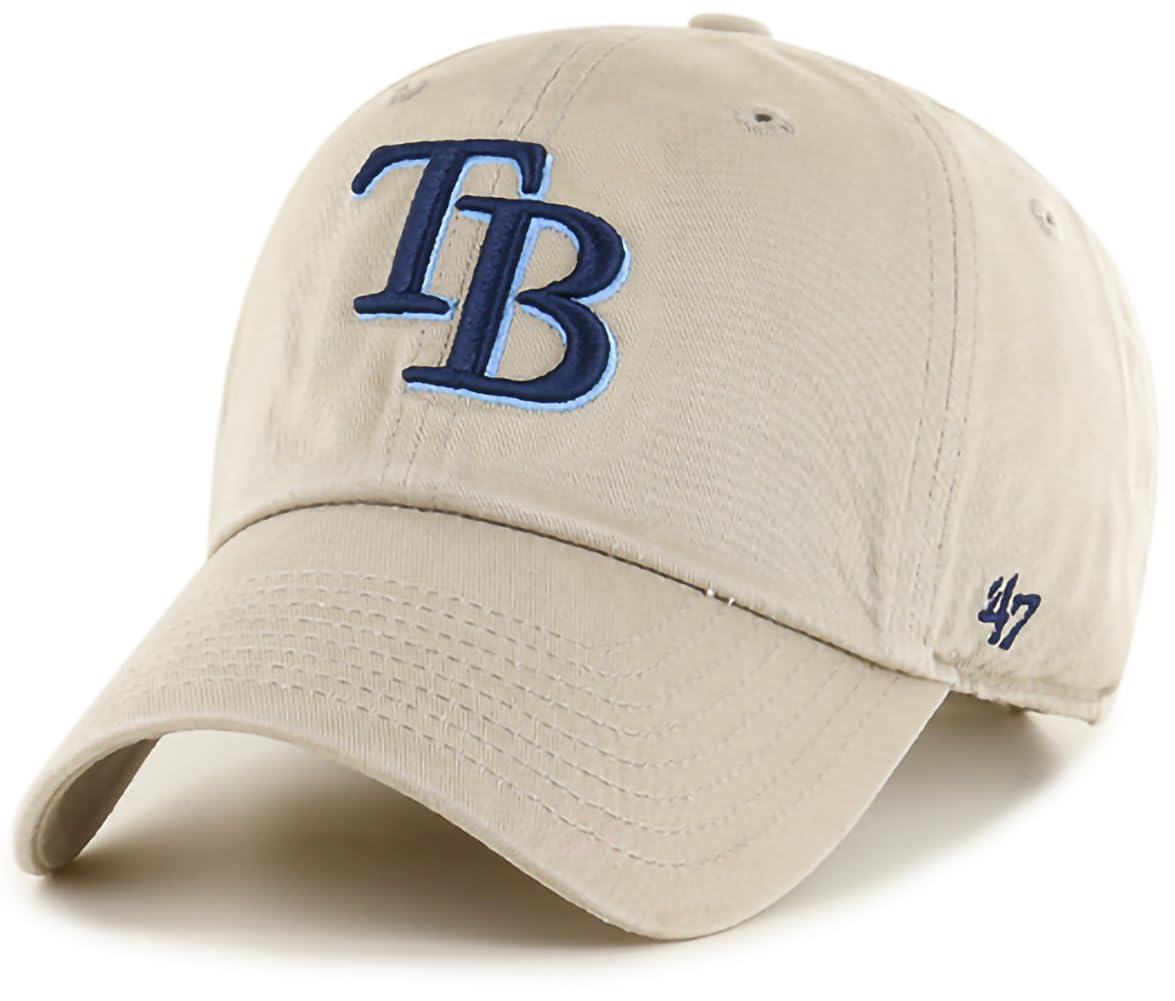 47 Brand MLB Khaki Primary Logo Clean Up Adjustable Strap Baseball Dad Hat Cap, Adult One Size Fits All