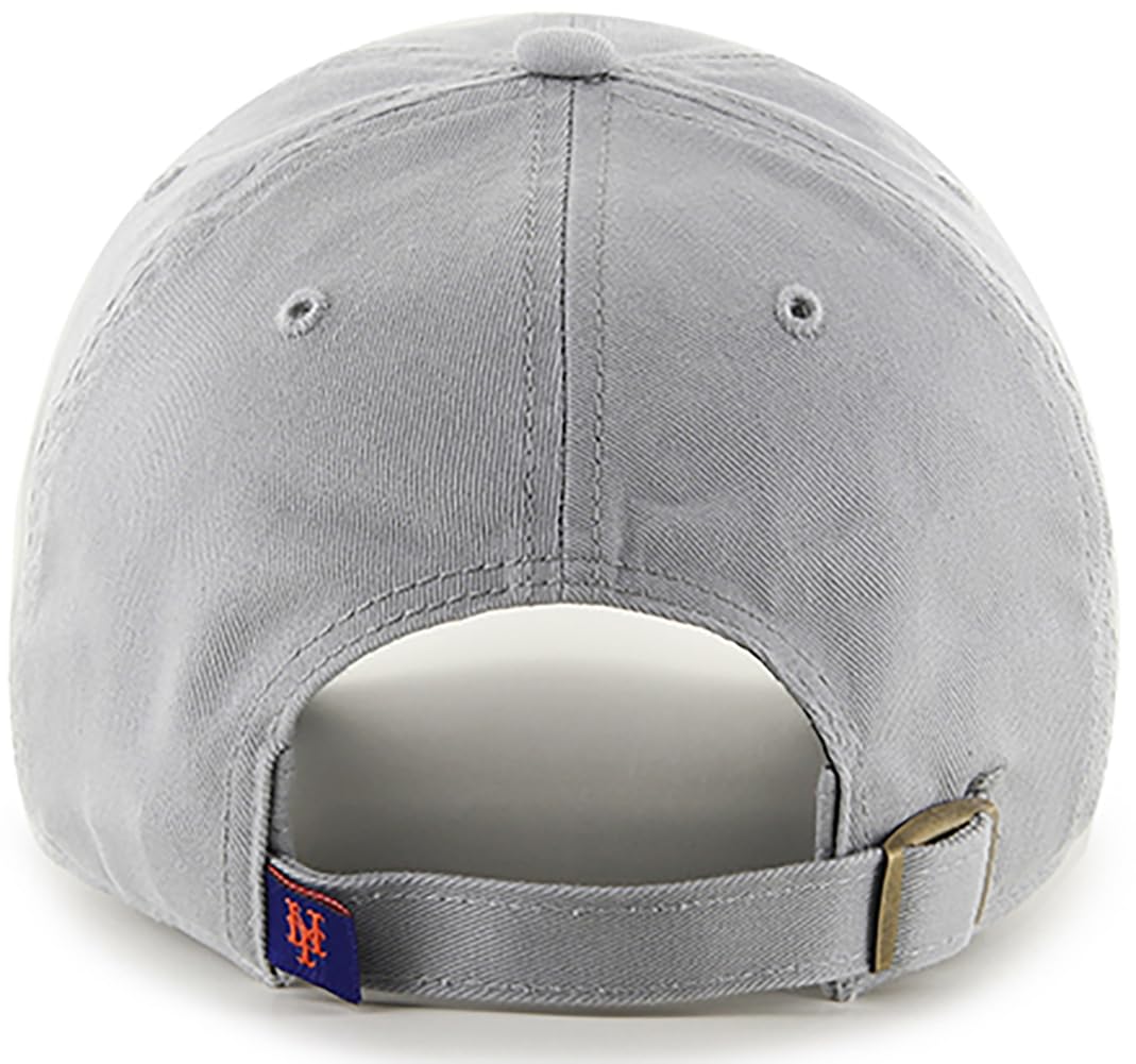 47 Brand MLB Gray Team Color Primary Logo Clean Up Adjustable Baseball Cap Hat, Adult One Size Fits All