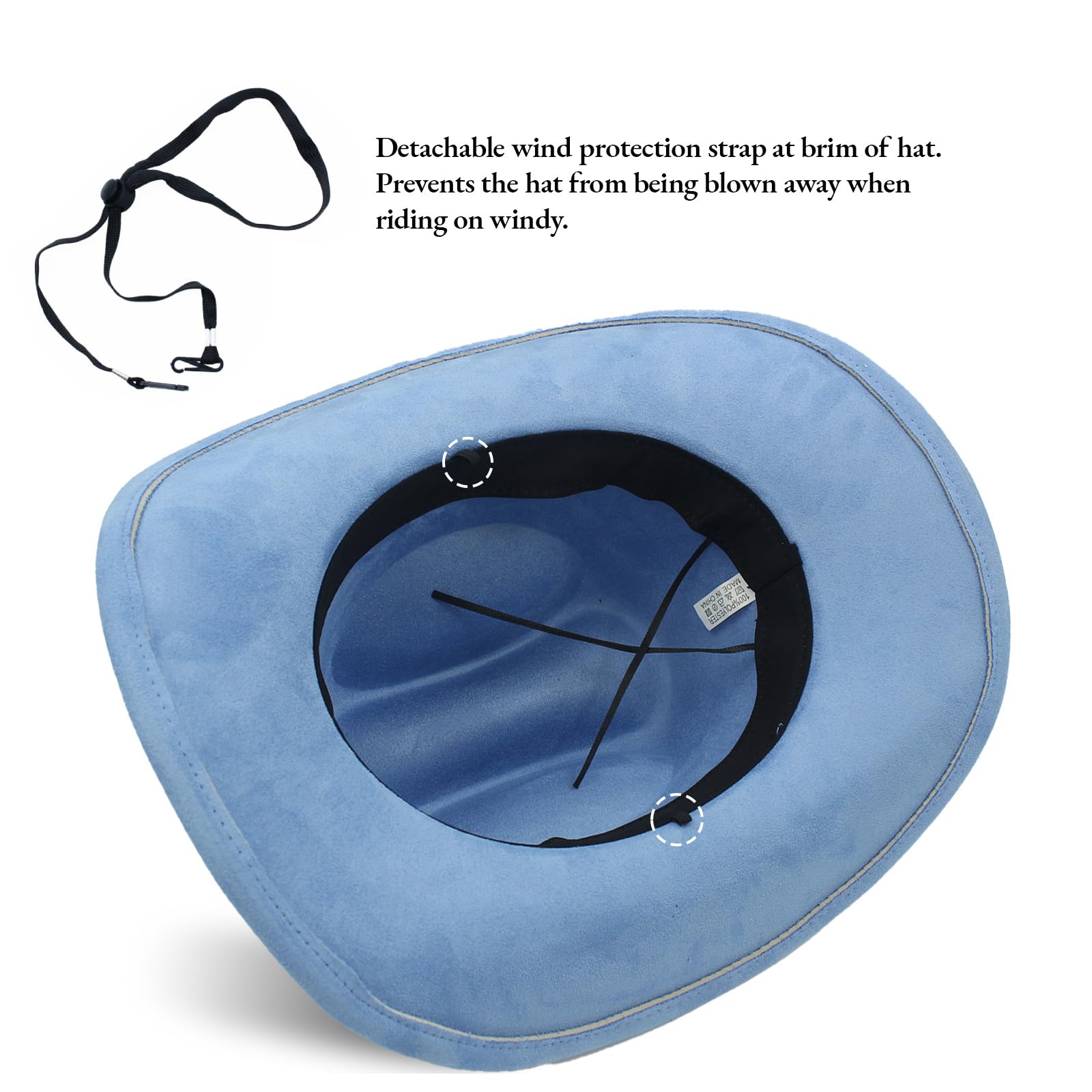 LIDHAY Cowboy Hat for Women Men with Shapeable Wide Brim Western Suede Hat for Cowboys and Cowgirls XG-JPNT Light Blue