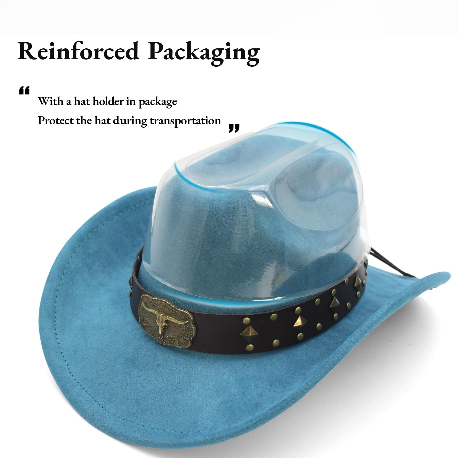 LIDHAY Cowboy Hat for Women Men with Shapeable Wide Brim Western Suede Hat for Cowboys and Cowgirls XG-JPNT Lake Blue