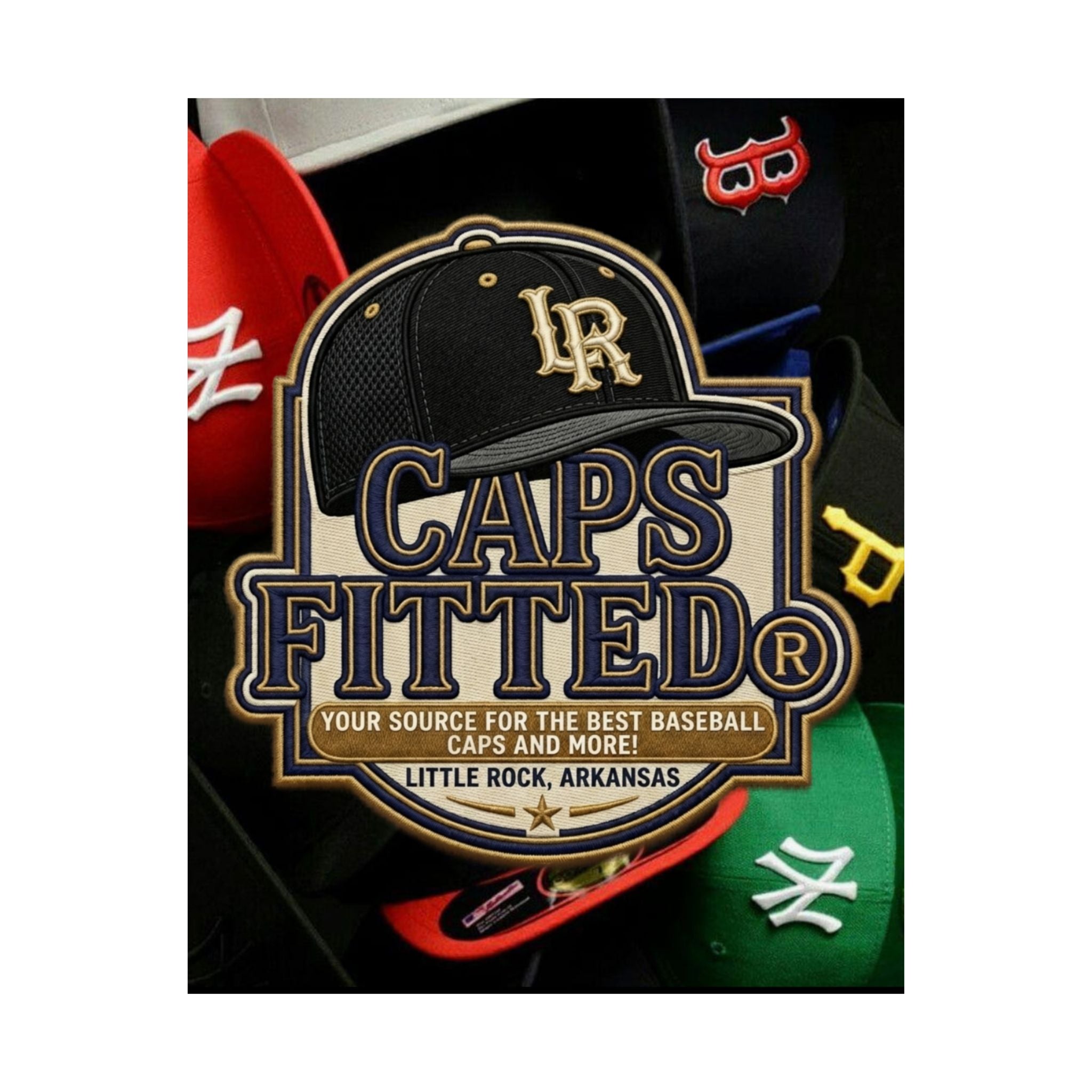 Matte Poster - 'Caps Fitted' Vintage Baseball Hat Logo Poster (Vertical)