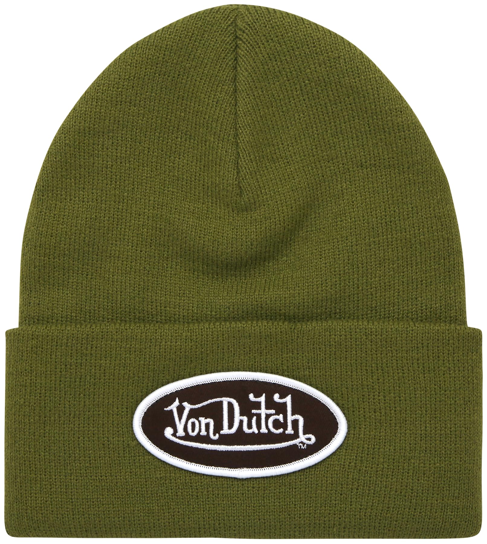 Von Dutch Womens Beanie Hat - Soft Cuffed Knitted Skull Cap Graphic Winter Beanie for Women with Embroidered Logo