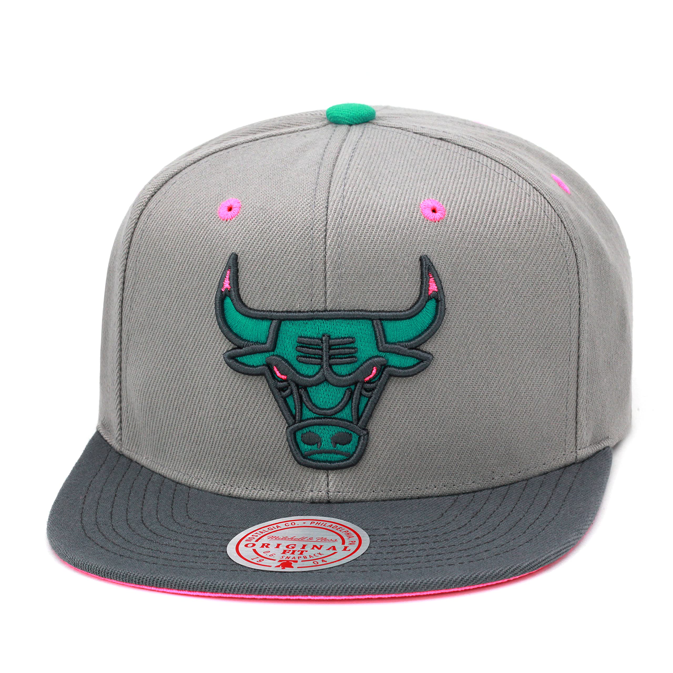 Mitchell & Ness Snapback Hat Adjustable Cap - Grey/Turquoise/Pink/South Beach