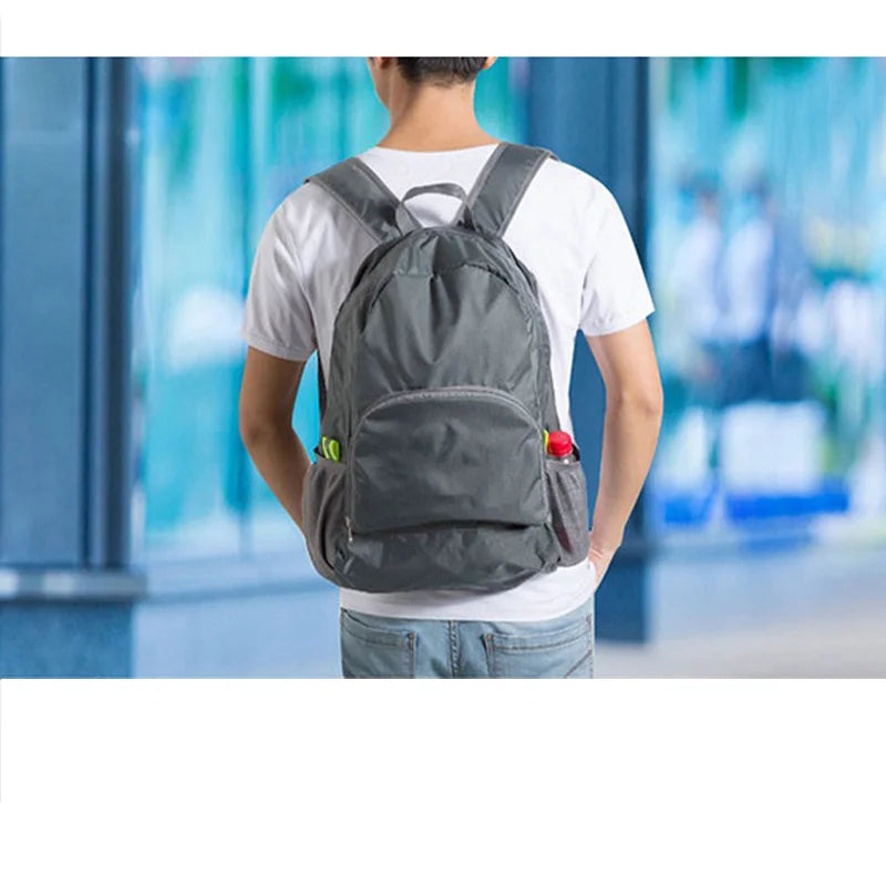 Large capacity outdoor foldable portable men's and women's backpack waterproof bag casual backpack - Caps Fitted