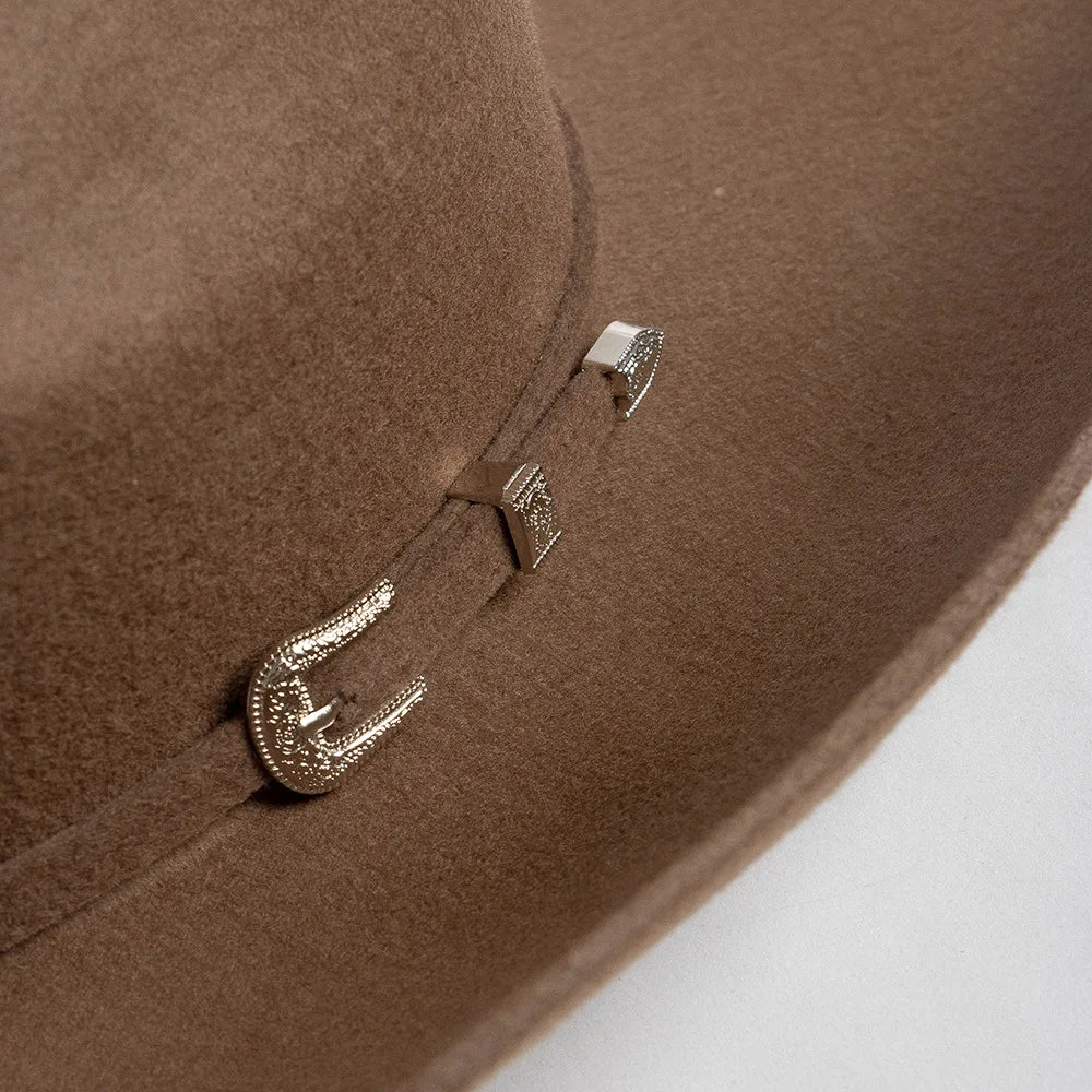 USPOP 100% Wool Felt Cowboy Hat with Belt Buckle 4 Sizes Wide Brim Jazz Hat Autumn Winter Fedoras - Caps Fitted
