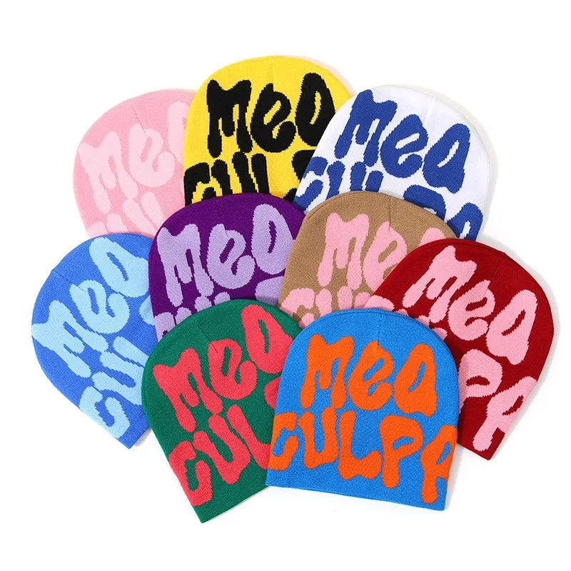 2023 New Knitting Beanies Hat Men Women Paragraph Quality Cap Mea Culpa Y2k Warm Fashion Hundred Take Cold Cap for Women Hats