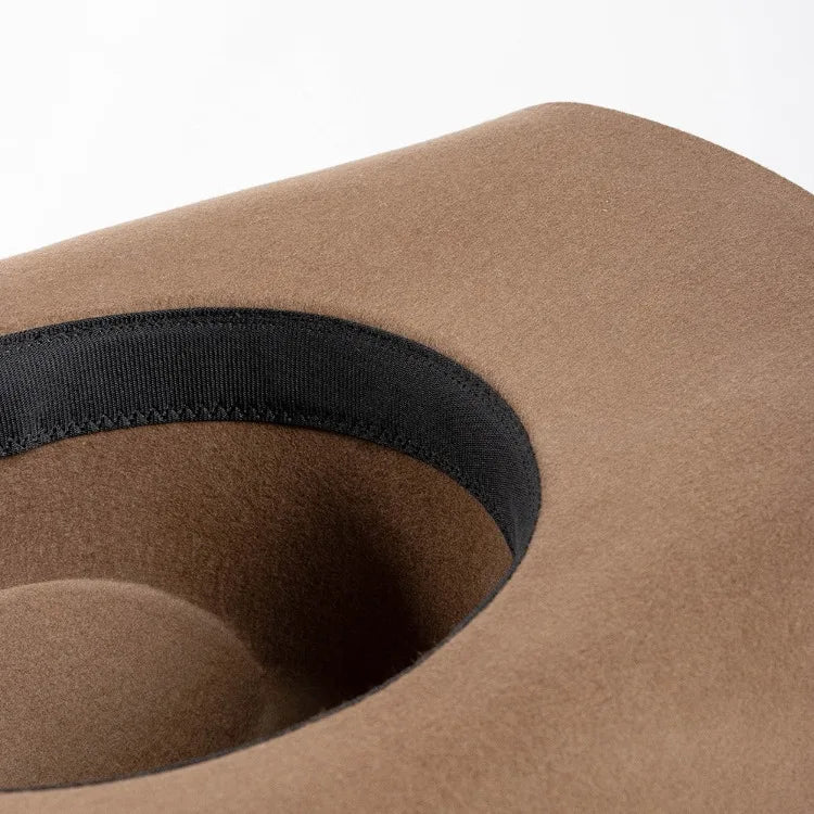 USPOP 100% Wool Felt Cowboy Hat with Belt Buckle 4 Sizes Wide Brim Jazz Hat Autumn Winter Fedoras - Caps Fitted