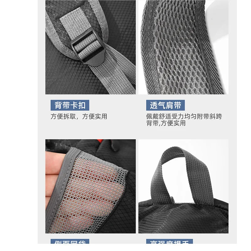 Large capacity outdoor foldable portable men's and women's backpack waterproof bag casual backpack - Caps Fitted