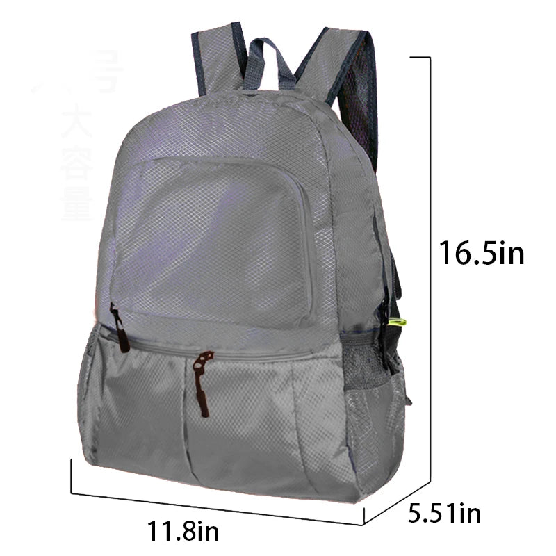 Large capacity outdoor foldable portable men's and women's backpack waterproof bag casual backpack - Caps Fitted