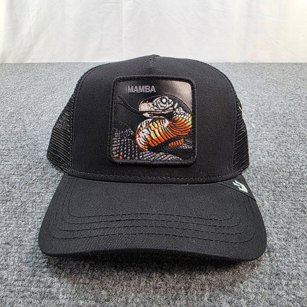 Goorin Bros. The Farm Mamba Snake Trucker Hat Baseball Cap Black Adjustable NWT - Caps Fitted