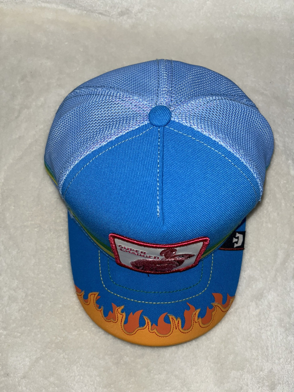 GOORIN BROS THE FARM SUPERCHARGED BUNNY CURVED TRUCKER SNAPBACK MENS HAT BLUE - Caps Fitted