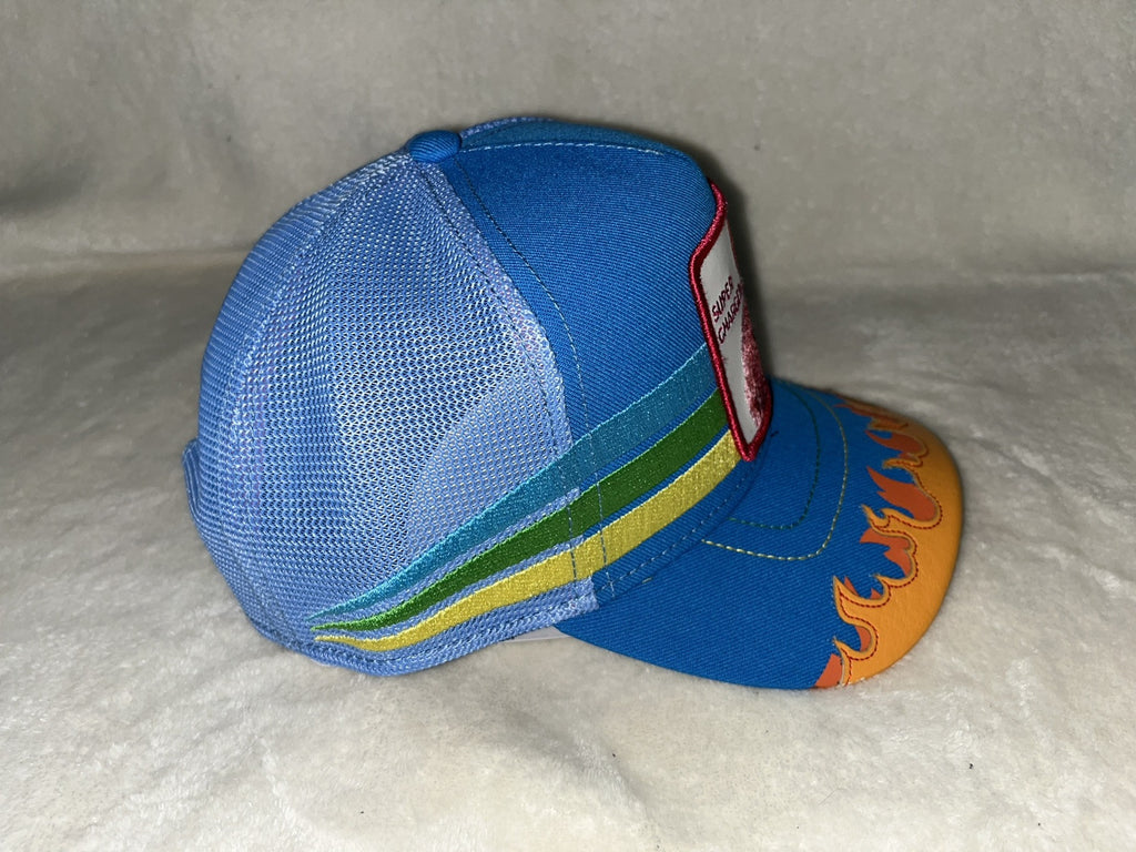 GOORIN BROS THE FARM SUPERCHARGED BUNNY CURVED TRUCKER SNAPBACK MENS HAT BLUE - Caps Fitted