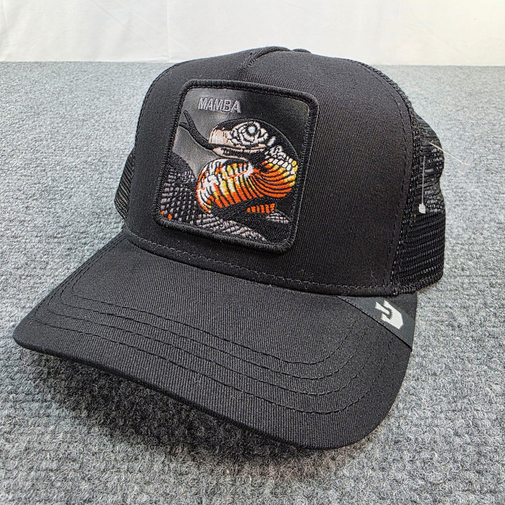 Goorin Bros. The Farm Mamba Snake Trucker Hat Baseball Cap Black Adjustable NWT - Caps Fitted