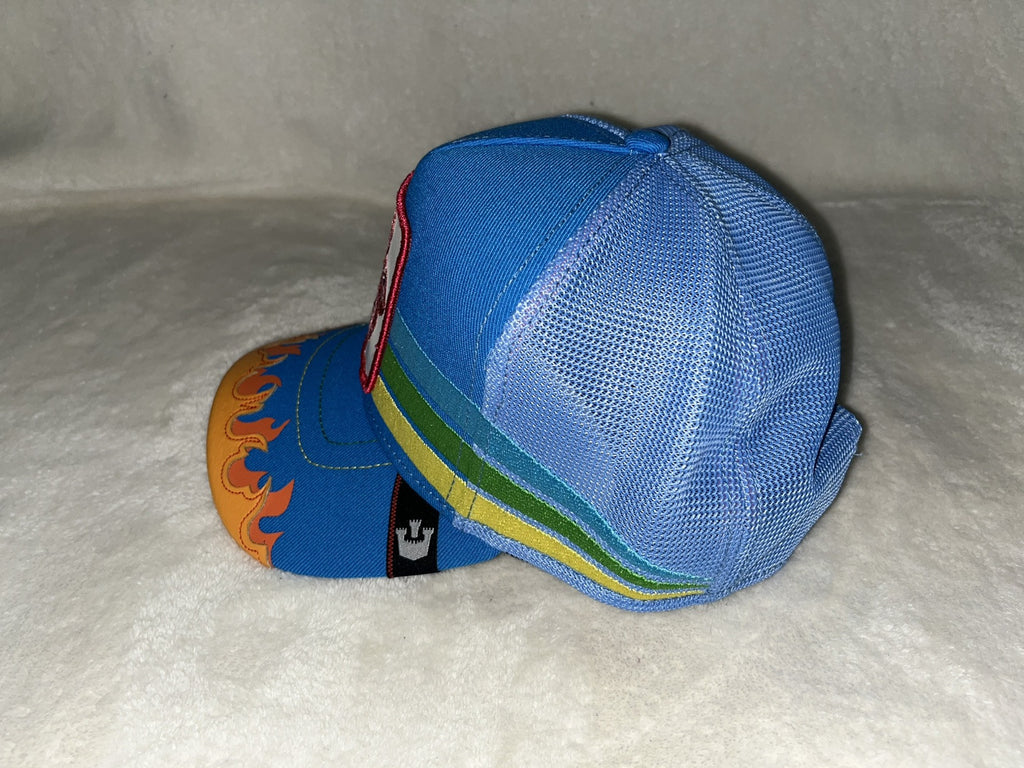 GOORIN BROS THE FARM SUPERCHARGED BUNNY CURVED TRUCKER SNAPBACK MENS HAT BLUE - Caps Fitted
